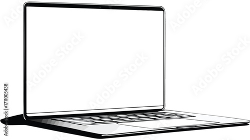 Modern & Sleek Laptop with Open Screen Outline for Professionals