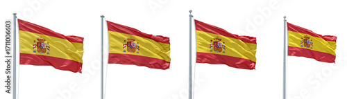 Spain National Flag Waving on Pole Spanish Symbol Transparent Background