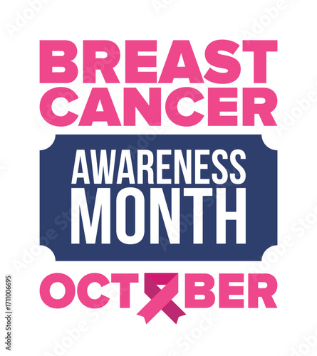 Breast Cancer Awareness Month. Pink october. Pink ribbon. Woman healthcare. Celebrate annual. Medic concept. Girl solidarity. Cancer prevention. Female disease. Poster, banner and background. Vector