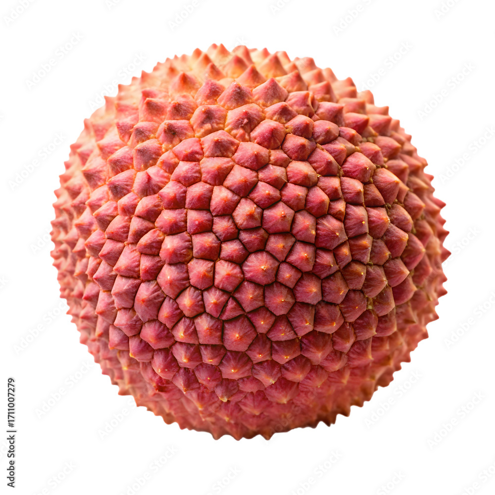 Fototapeta premium Red Lychee Fruit With Spiky Texture Isolated pink