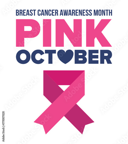 Breast Cancer Awareness Month. Pink october. Pink ribbon. Woman healthcare. Celebrate annual. Medic concept. Girl solidarity. Cancer prevention. Female disease. Poster, banner and background. Vector