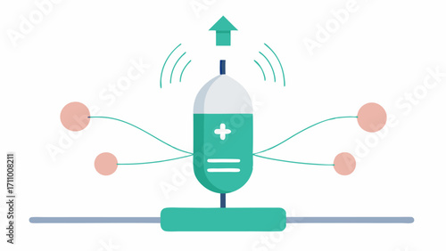 Exosome Delivery Device A vector graphic of a device designed for applying exosome serum evenly across the skin showing its adjustable settings.