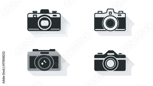 Professional Photo Camera Icons Set for Photo Studio Symbol