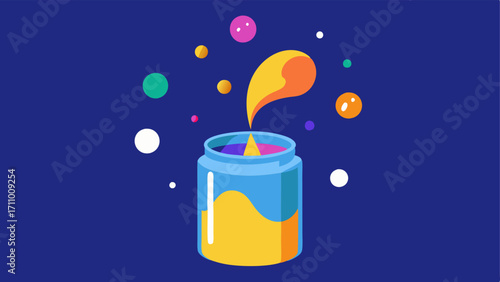 Cream Jar with Nanoparticles An artistic representation of an open cream jar with colorful dynamic nanoparticles floating upwards conveying the idea of active ingredients being