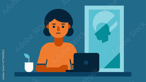Adjustment Process An illustration showing a person in front of a mirror adjusting the settings on the device while observing their changing facial expressions in reflection.