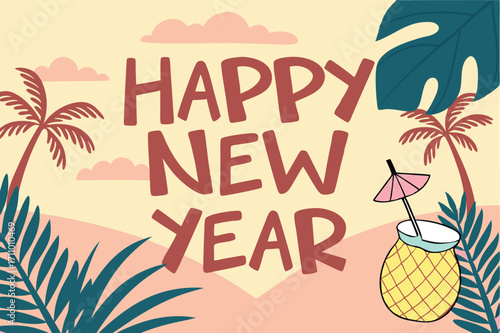 poster tropical themed new year poster with palm