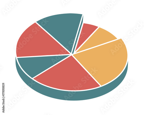 Colorful Pie Chart Illustrating Data Analysis and Statistical Representation for Business Growth and Performance Metrics Visualized on a White Background