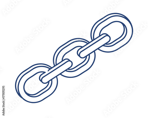 Illustration of a Chain Symbolizing Connection Strength and Interlocking Links for Network and Security Concepts with a Clean Modern Design