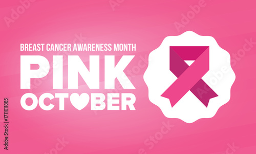 Breast Cancer Awareness Month. Pink october. Pink ribbon. Woman healthcare. Celebrate annual. Medic concept. Girl solidarity. Cancer prevention. Female disease. Poster, banner and background. Vector