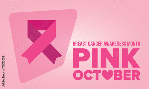 Breast Cancer Awareness Month. Pink october. Pink ribbon. Woman healthcare. Celebrate annual. Medic concept. Girl solidarity. Cancer prevention. Female disease. Poster, banner and background. Vector