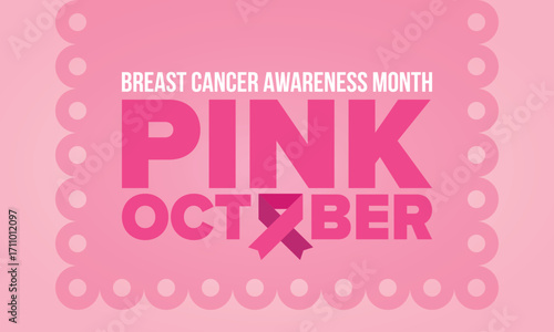 Breast Cancer Awareness Month. Pink october. Pink ribbon. Woman healthcare. Celebrate annual. Medic concept. Girl solidarity. Cancer prevention. Female disease. Poster, banner and background. Vector