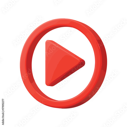 A 3D play button vector illustration.