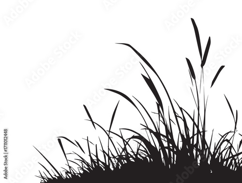 Simple Grass Blade Silhouette Vector Illustration in Bold Black