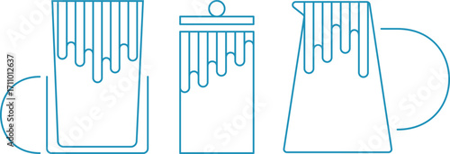 Coffee making utensils, blue icons with thin outlines, touch web icons