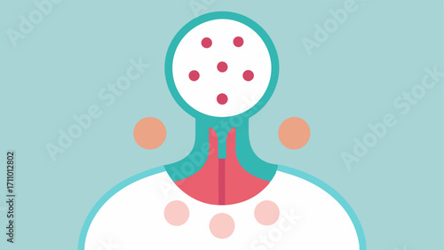 Exosome Transfer A simplified illustration showing tiny exosomes represented as small circles transferring to skin cells in the neck area symbolizing nourishment and rejuvenation.