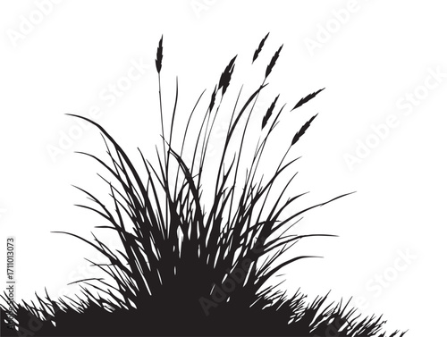 Graceful Grass Tuft Silhouette Artwork for Background Design Purposes
