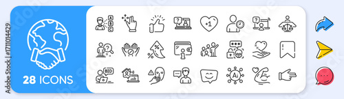 Wallet, Online question and Leadership line icons. Interest rate, AI generate, Inflation icons. Pack of Person talk, Move gesture, Opinion icon. Click hand, Strong arm, Work home pictogram. Vector
