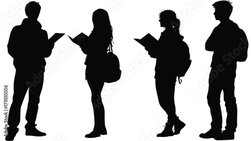 Professional Silhouette Student Image Set Isolated White Background