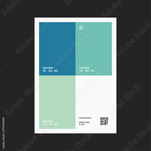  Shades of Green Blue Color Pallette Poster Design