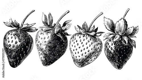Vibrant Strawberry Vector Illustrations Set - Hand Drawn Fruit Collection