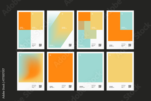 Set of Multiple Aqua Orange Color Pallette Poster Design
