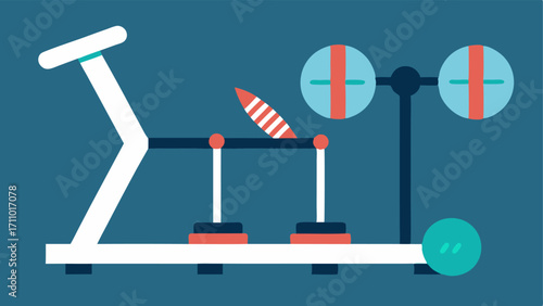 Equipment with Genes Motif Gym equipment like a treadmill weights adorned with subtle genetic motifs suggesting the influence of genetics on fitness.
