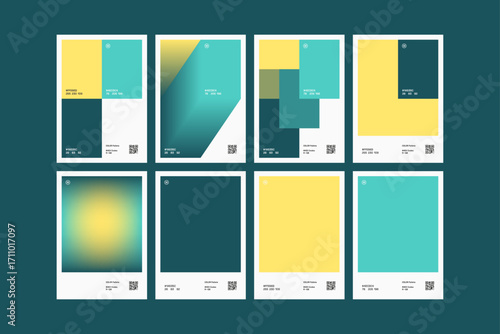 Set of Multiple Deco Blue Color Pallette Poster Design