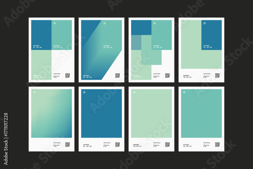 Set of Multiple Shades of Green Blue Color Pallette Poster Design