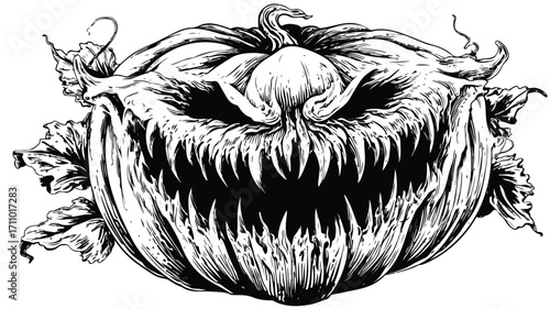 Spooky Halloween Grunge Black and White Illustration for Scary Season Design