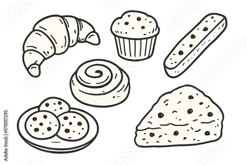 vector illustration of a set of cakes