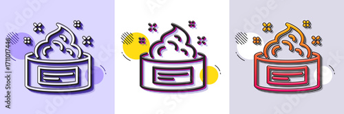 Skin cream line icon. Halftone dotted pattern. Gradient icon with grain shadow. Face care sign. Gel or Lotion symbol. Line skin cream icon. Various designs. Vector