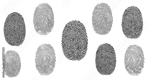 collection of fingerprints vintage ink sketch hand-drawn black and white vector illustration 