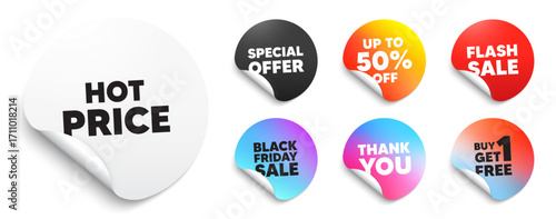 Hot price sticker tag. Special offer paper price tags. Hot Price tag. Special offer Sale sign. Advertising Discounts symbol. Discount, black friday sticker. Promo banner. Vector