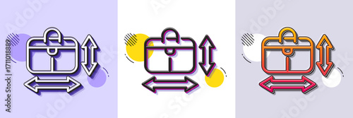 Handbag size line icon. Halftone dotted pattern. Gradient icon with grain shadow. Hand baggage dimensions sign. Travel carry-on bag symbol. Line handbag size icon. Various designs. Vector
