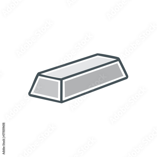 A silver bar isolated with a professional, clean, and modern look. Representing value, investment, and finance, perfect for financial themes and economic concepts