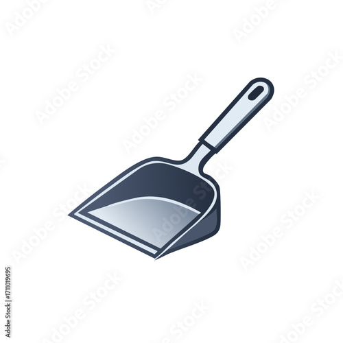 A dustpan ready for cleaning, with a simple and clean design. Its handle is ergonomically designed to make lifting easy