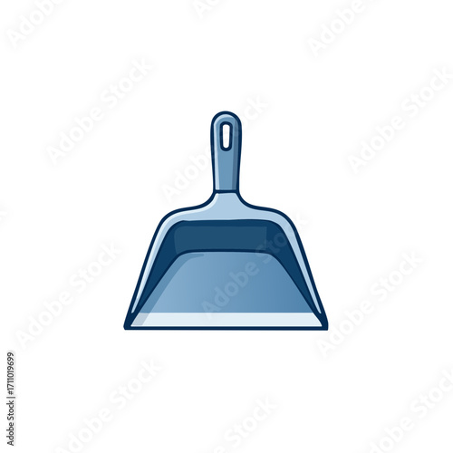 A close-up image of a blue dustpan, showcasing its simple yet practical design