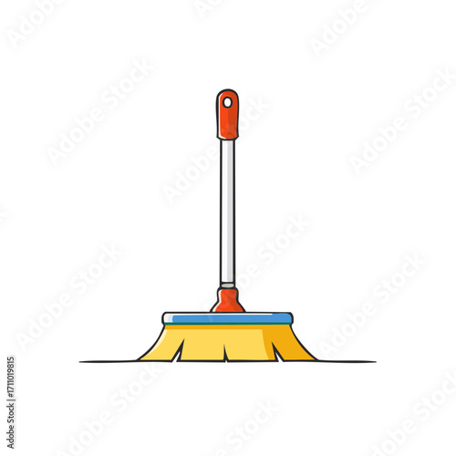 An illustration of a broom, clean up with hygiene concept. Perfect for cleaning, sweeping floors, and tidy up areas.