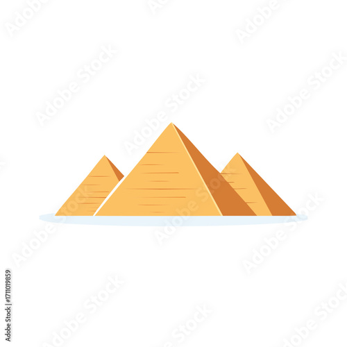 A majestic illustration of the ancient pyramids in Egypt, a symbol of history and architectural wonder. Their golden form stands tall in the desert landscape.