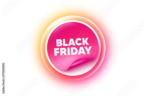Black friday sticker orange gradient. Paper offer price tag. Black Friday Sale. Special offer price sign. Advertising Discounts symbol. Sticker label. Grain dots effect. Vector