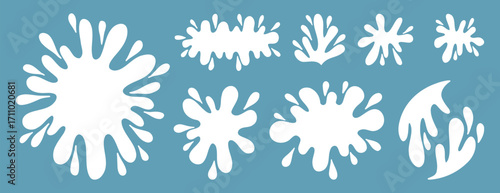 flat milk splash and blot doodle isolated elements set. Isolated vector white milk shapes for product design, advertising