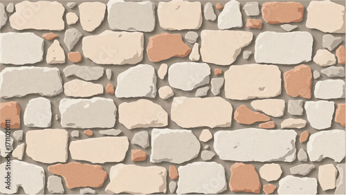 Stone wall background. Stone wall pattern for home exterior design texture backdrop. Vector illustration.	
