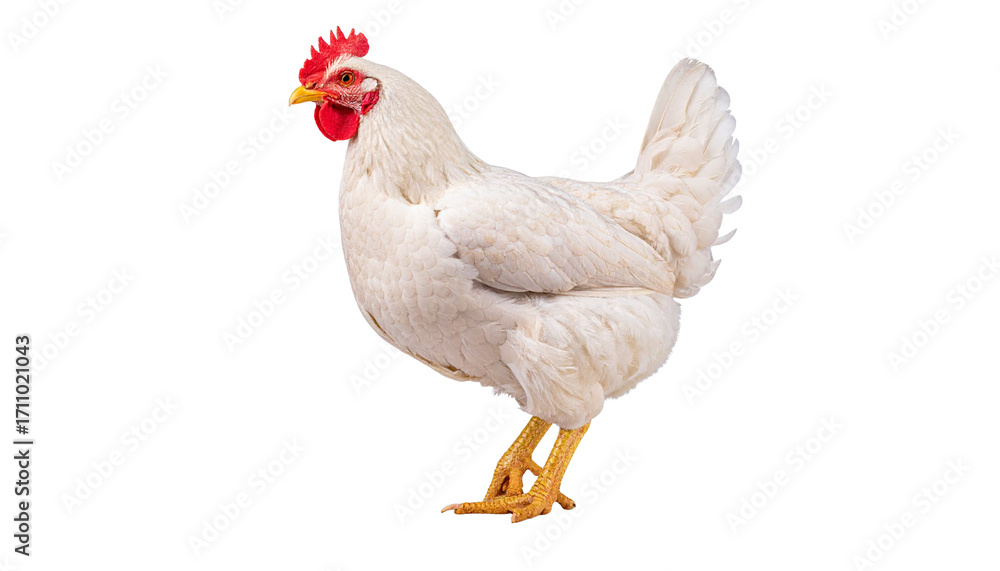 Fototapeta premium White broiler chicken standing on transparent background