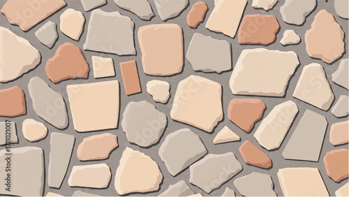 Stone wall background. Stone wall pattern for home exterior design texture backdrop. Vector illustration.	