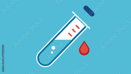 Exosome Vial An illustration of a small vial labeled Exosomes with a droplet coming out symbolizing the extraction of exosomes ready for treatment.