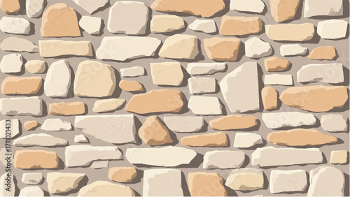Stone wall background. Stone wall pattern for home exterior design texture backdrop. Vector illustration.	