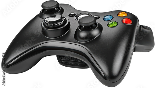 Black video game controller with joysticks, buttons, and triggers