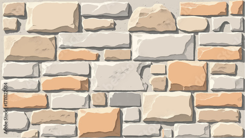 Stone wall background. Stone wall pattern for home exterior design texture backdrop. Vector illustration.	