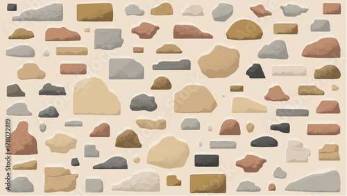 Stone wall background. Stone wall pattern for home exterior design texture backdrop. Vector illustration.	