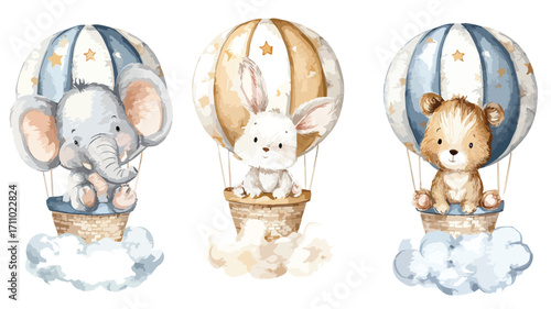 Adorable Watercolor Illustration of Cartoon Elephant and Mouse for Kids' Designs